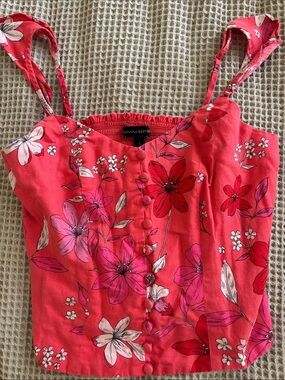 Banana Republic Coral Pink Floral Button-Front Cami